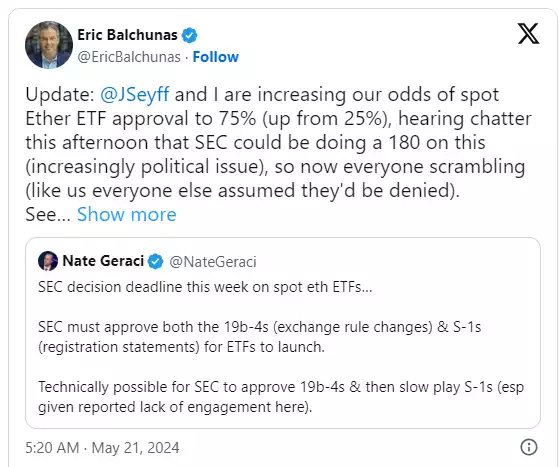 Following Bitcoin's Path? Ethereum ETFs Approval Decision This Week Following Bitcoin's Path? Ethereum ETFs Approval Decision This Week
